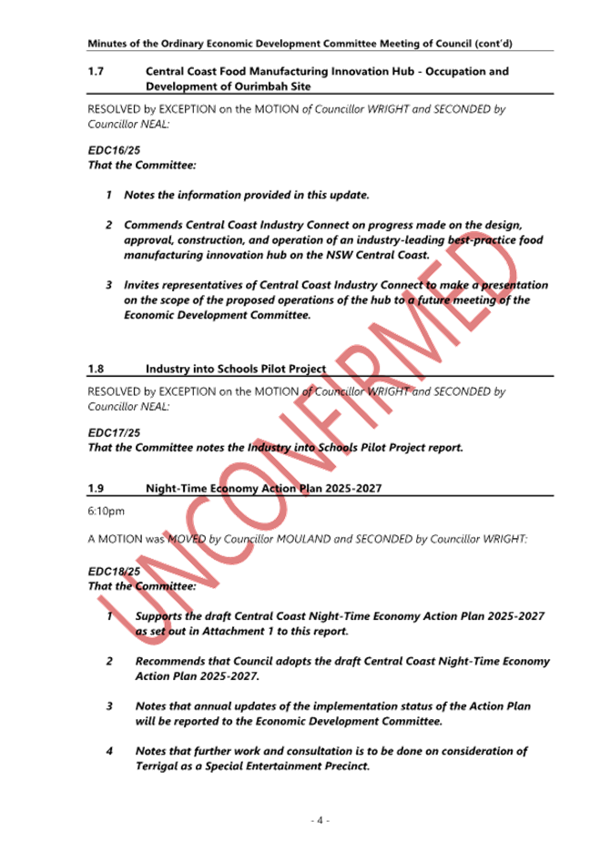 Agenda of Economic Development Committee - Tuesday, 1 July 2025